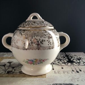 - - Parisian Center 22-k Gold Sugar Bowl & Lid